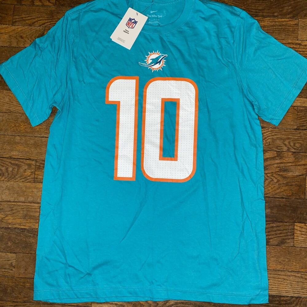 Nike Miami Dolphins Tyreek Hill Mens Aqua NFL Player Graphic TShirt Size L